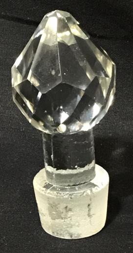Cut Glass Bottle Stopper: 4 in. total height, stopper bottle insert circumference, graduated 4 -3 7/8 in. A light fissures here and there. Bottle Stopper, Decanter Stopper, Barware, Cut Glass Stopper, Wine Bottle Insert, Stopp