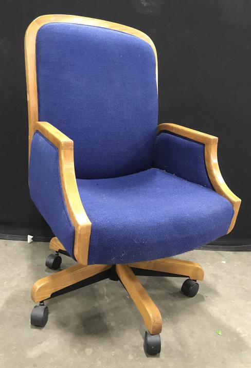 Patrician Furniture Mid Century Style Swivel Chair: Buffet table has chocolate tone. Piece contains 1 Cabinet door, 1 drawer in center and 1 large drawer. All handles are gold toned & possibly brass. Piece measures approx 72 inches long 36 inches tall 