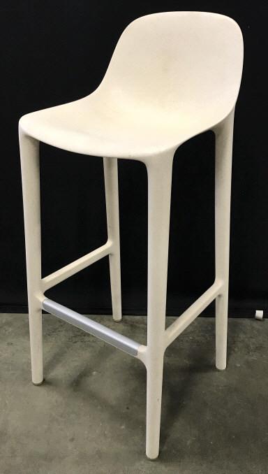 Emeco + Starck Broom Bar Stool: Emeco + Starck Broom Bar Stool, measures approximately 17.25 inches w x 16.75 inches d x 39.25 inches h, seat: 30 inches h, some scratches and scuffs to foot rungs, marked on reverse of Chair Emeco +