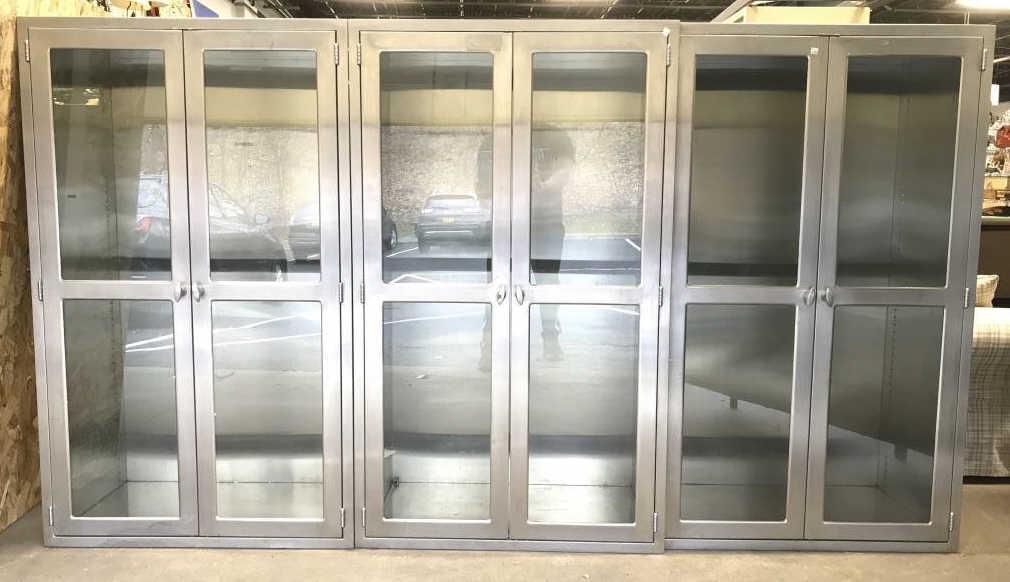 For Auction Set 3 Vintage Stainless Steel Medical Cabinets 104