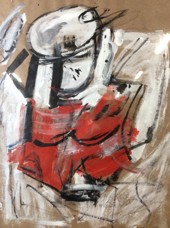 Signed Mixed Media on Paper, Attr De Kooning: Attributed to Willem de Kooning, Signed de Kooning. Label on reverse reads Park Gallery, Willem de Kooning Woman Mixed Media in Paper, separate Paper with illegible Stamp. Mixed media on brown paper,