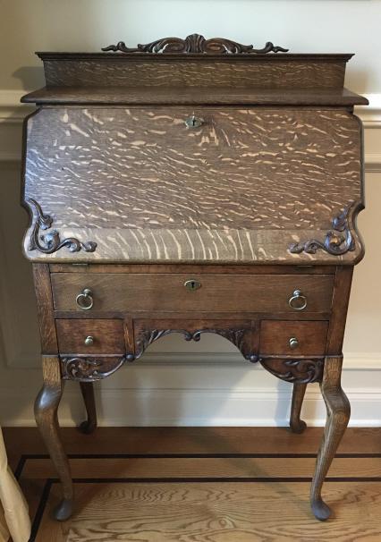 For Auction Antique Quarter Swan Oak Ladies Secretary Desk 469