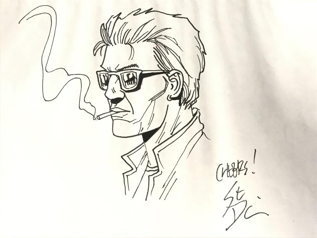 Signed Pen on paper, Cassidy after STEVE DILLON: Signed on the lower right side of image, attributed to Steve Dillon (English,1962-2016). Felt-tip pen drawing on paper depicts Cassidy, from the series PREACHER. Here he can be seen wearing a collared