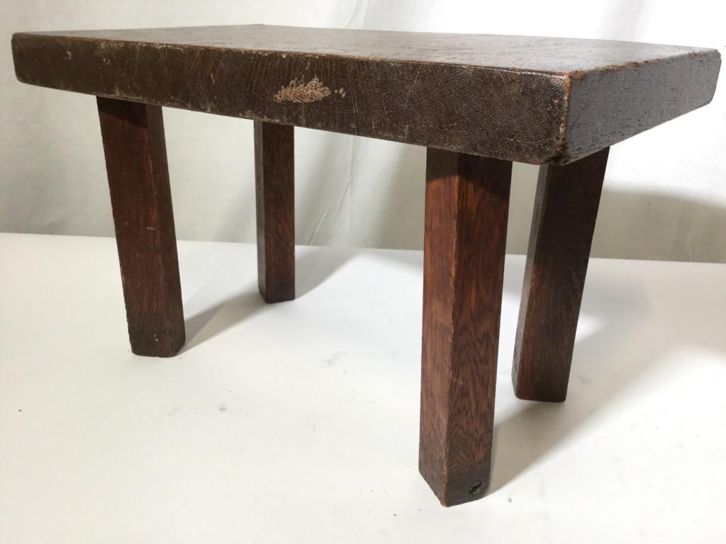 Vintage Carved Wooden Footstool: Footstool appears to Possibly be handmade. Contains carved image on top of piece. Footstool Measures approx 17 inches long 10 inches deep & 10 inches tall. foot stool, foot rest, home furnishings and 
