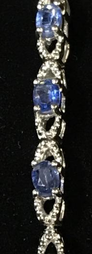 1.70ctw Himalayan Kyanite Bolo Bracelet, In Box: Kyanite is a semi precious gem that resembles blue sapphire. Beautiful new box chain bracelet, platinum over Sterling Silver, 1 size as it is a bolo bracelet, 9 in. long, reads STS 925 on underside ne