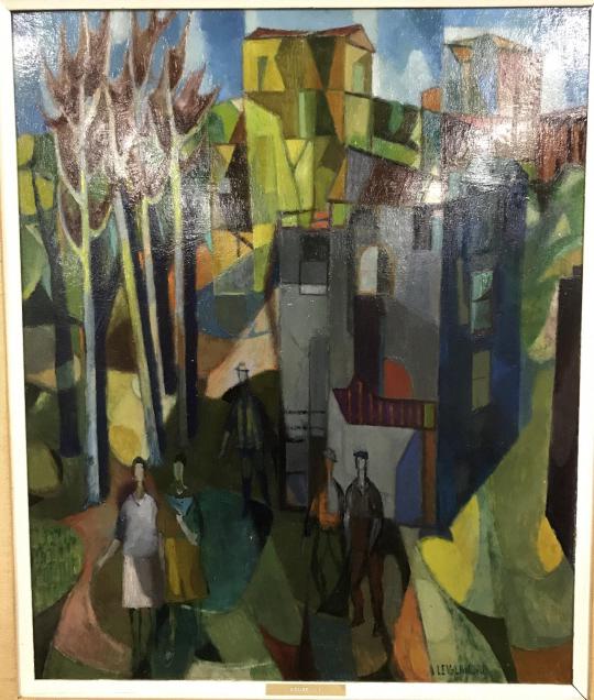 Vintage Signed Oil On Board LEV-LANDAU: Vintage Signed Oil On Board Cubist painting titled ‘House 11’, signed in lower right corner Lev-Landau, attributed to Samuel David Lev-Landau, Painter, POLISH/AMERICAN 1895-1979, born in Warsaw, P