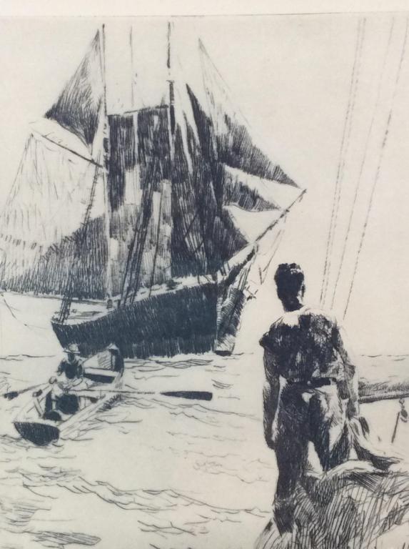 Signed PHILIP KAPPEL Framed Etching: This is a framed etching, the piece is signed by the artist, PHILIP KAPPEL. The piece is initialed in the lower right corner as part of the print as well as signed in pencil. The piece is set beneath 