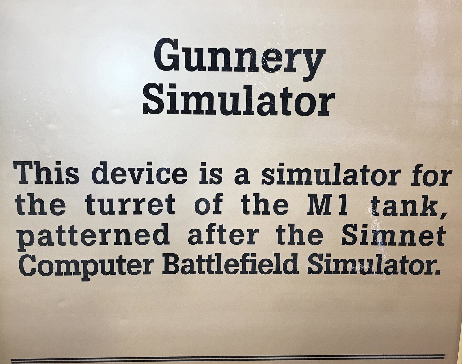 Military Art, Framed Gunnery Simulator word Poster: Vintage Wall Art for definition of a Gunnery Simulator in large bold black typeset. Reads ‘ Gunnery Simulator. This device is a Simulator for the turret of the M1 tank, patterned after the Simnet Co