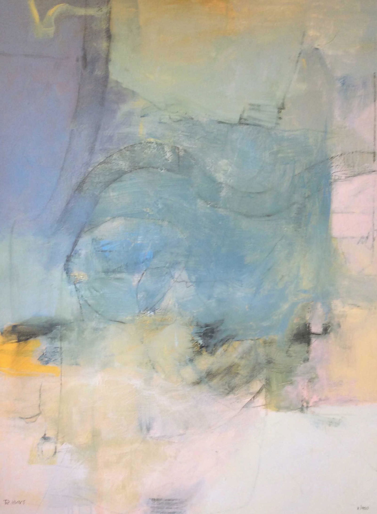 Signed Lmtd Ed Print On Canvas Looking for Clarity: Possibly giclee print. Labeled on reverse in print with barcode, looking for clarity hu. Digital print on canvas, no frame, appears to be labeled in marker/pen, 8/950, appears to be signed, reads R. h