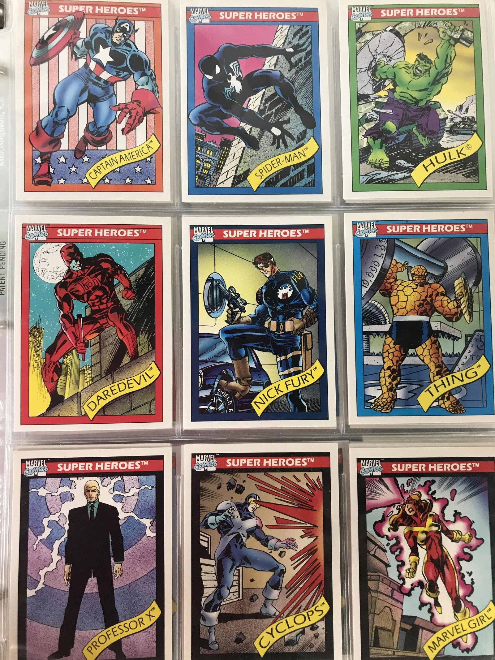 Vintage MARVEL COMICS Trading Card Collection: This is a vintage collection of MARVEL COMICS trading cards. This is a 35 page, 315 card collection. The cards detail various MARVEL characters, their stats, and brief blurbs detailing the characters 