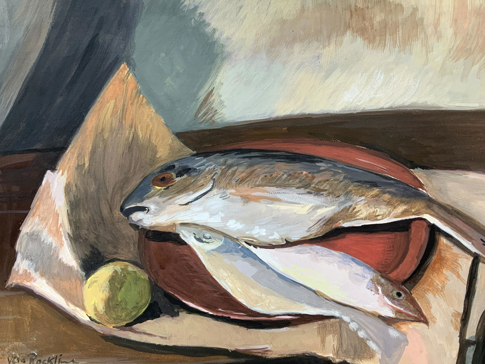 Signed Acrylic Painting AFTER Vera Rockline: Signed acrylic on paper painting AFTER Vera Rockline, All lots that do not carry established documented provenance nor any past record of auction history record are described in the catalog as attribu