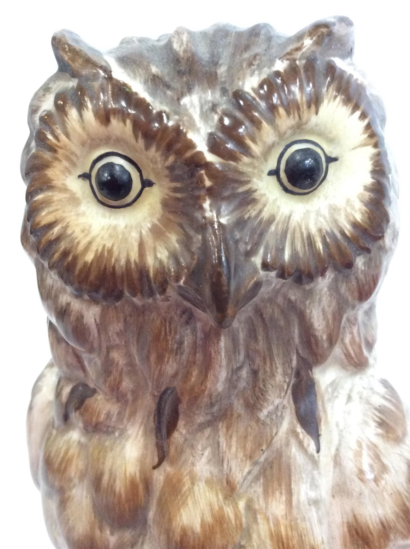 Hand Painted Porcelain Owl Figure: Owl Figure appears to Be Hand Painted. Piece is porcelain. Piece measures approx 7.5 inches tall 4 inches wide and deep. Porcelain owl, porcelain animal, hand painted porcelain owl. tableware, tableto