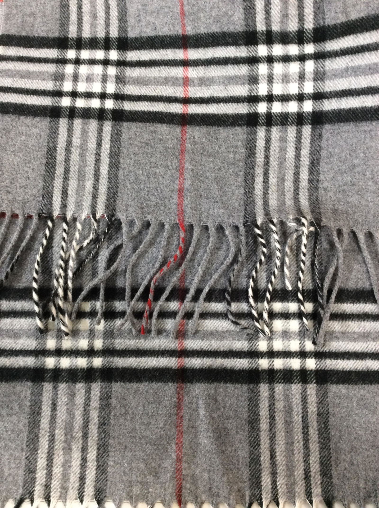 Burberry Style Grey Plain Cashmere Scarf: 11 in. wide, 52 in. long. Soft. No fabric issues. Scarf, Cashmere Scarf, Unisex Wearables, Grey Plaid, Burberry Style Scarf, Outerwear Accessory, 3