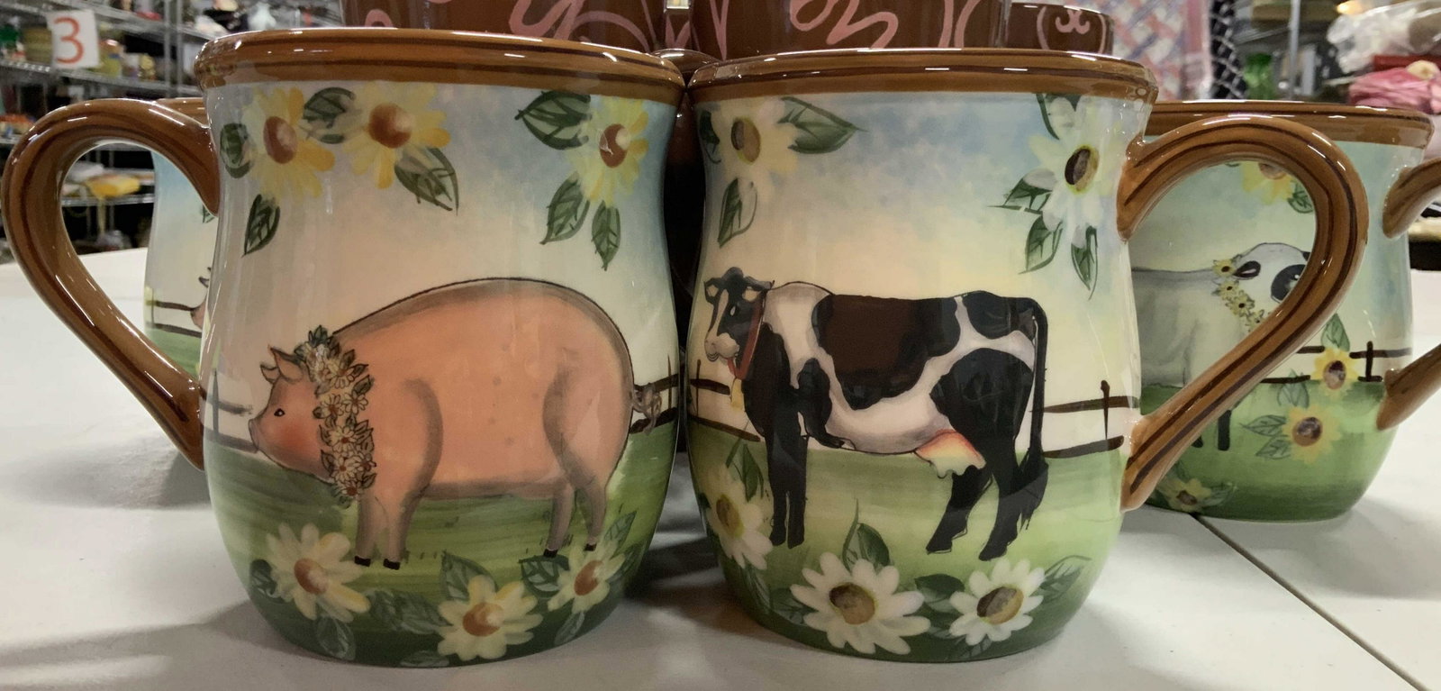 2 Sets total 8 ceramic mugs new: New old stock from ceramics company, eight mugs, tableware, tabletop accessories, drinking mugs