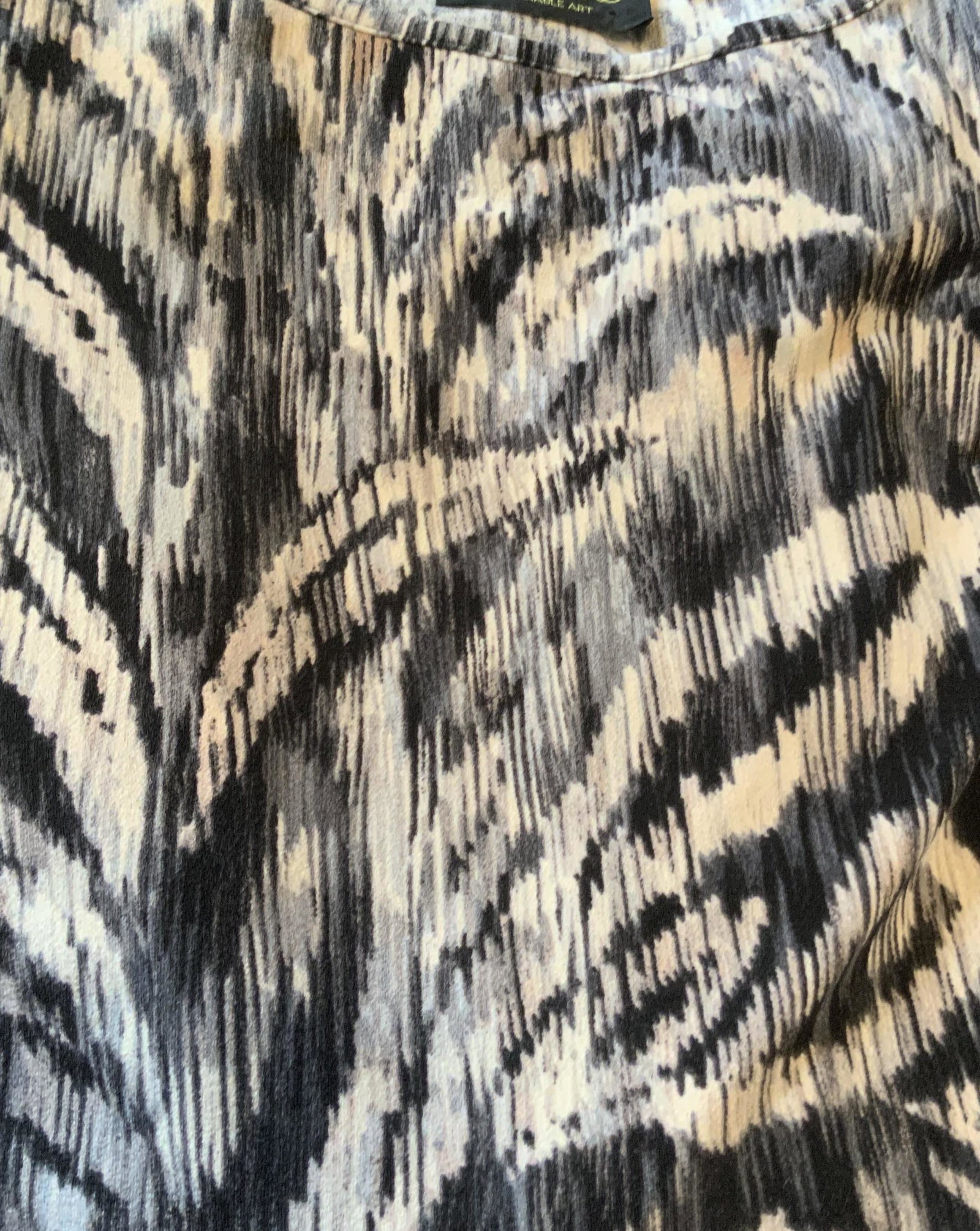 Bob Mackie Wearable Art Ladies Top: Black and Design, size medium, good condition, long sleeve top fashion, ladies designer fashion and wearables