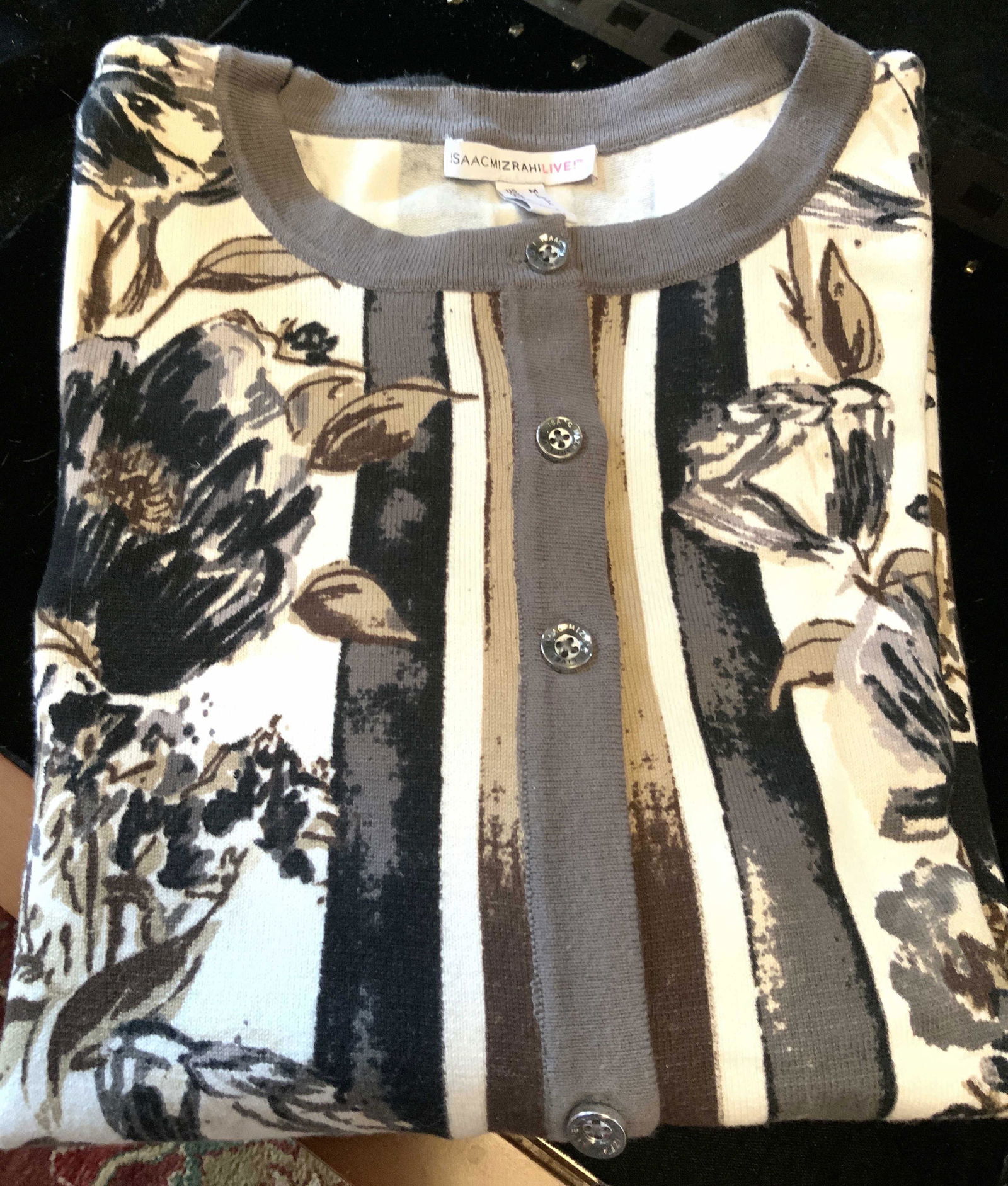 Isaac Mizrahi Button Up Sweater: Luxury designer Isaac Mizrahi Live, co,Orville sweater, size Medium, good condition fashion, ladies designer fashion and wearables