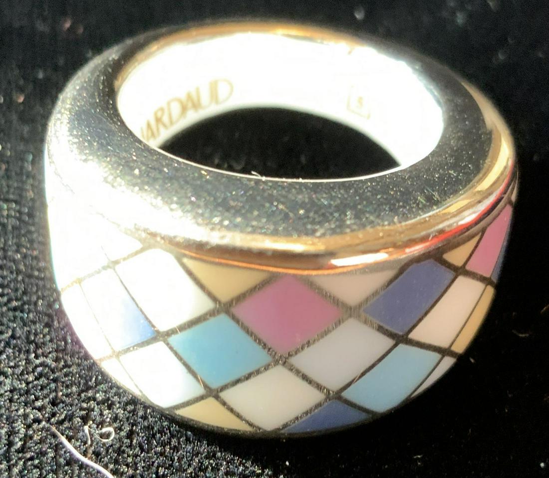 Bernardaud French Porcelain Cocktail Ring: Vintage French jewelry, porcelain ring, estate jewelry, vintage jewelry, property of Manhattan estate, bernardaud jewelry