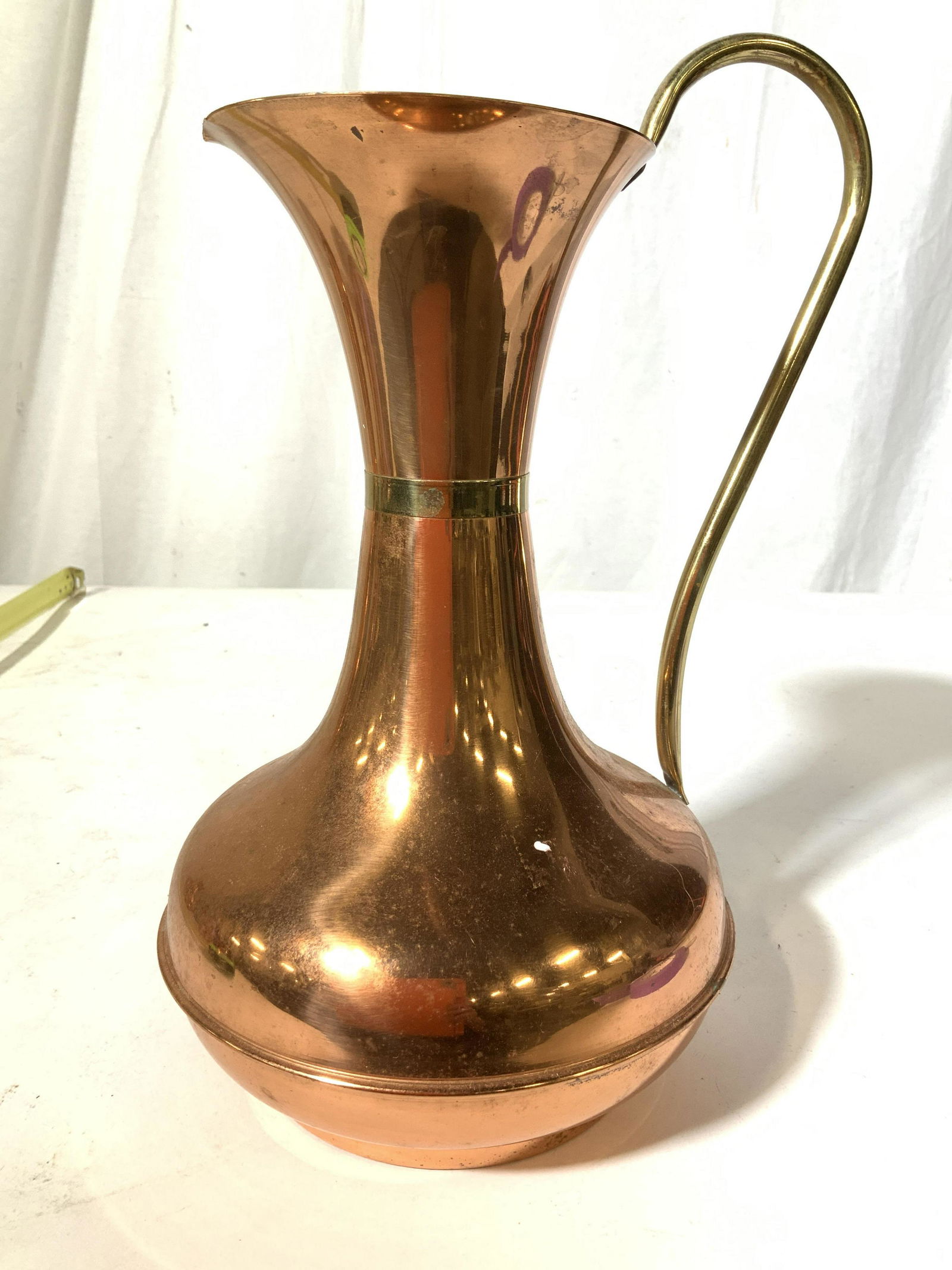 Copper Brass Vase Jug Pitcher: Vase, tableware, pitcher, jug, water pitcher, vessel, Vintage copper vessel measures ht 12 inches diameter of base app 8 inches
