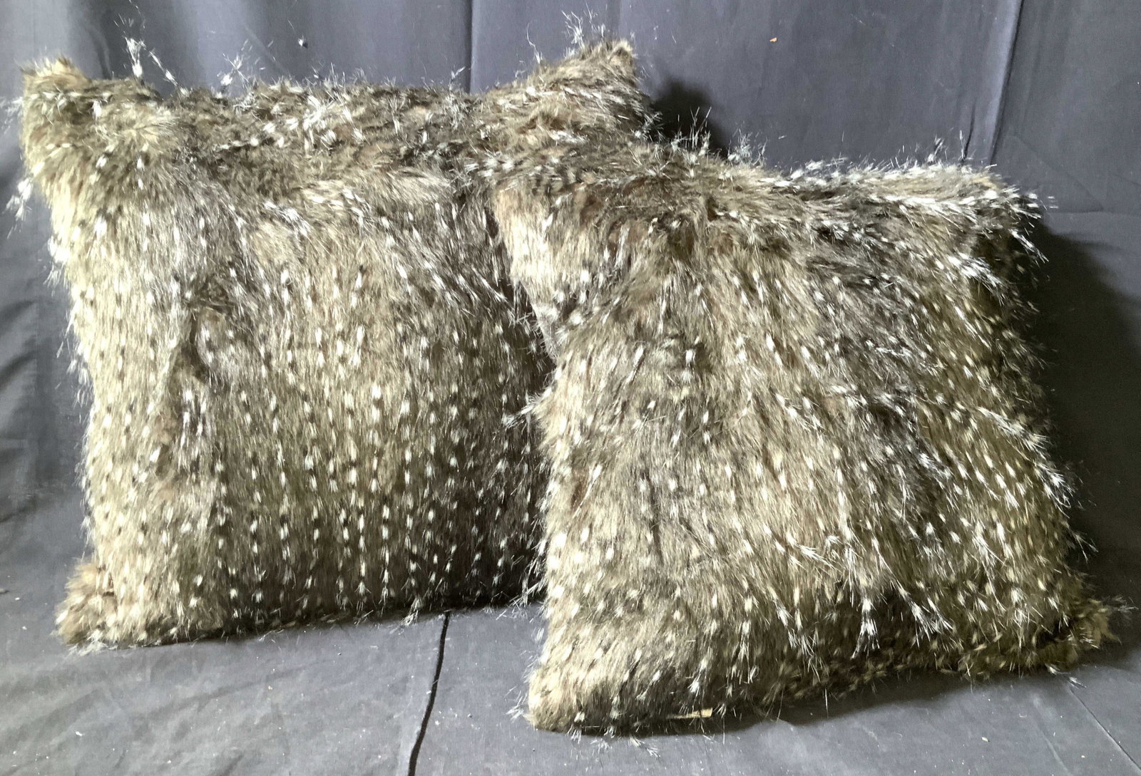 Pair Feathery Style Decorative Toss Pillows: Throw pillows, decorative accessories, home decor, each measures app 16 inches square