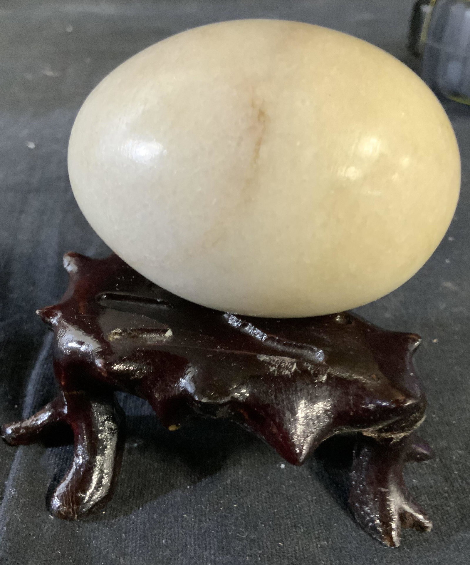 Polished Marble Egg on Stand: Collectible shelf display, egg on stand, stand not original to egg, ht app 3 inches