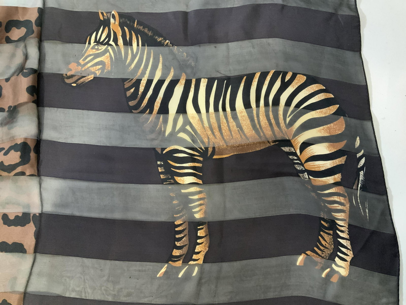 Vintage Jungle themed Scarf: Cheetah, zebra and tiger animal design on silk scarf, scarf measures app 35 inches square, vintage fashion accessory wearable, ladies fashion scarf