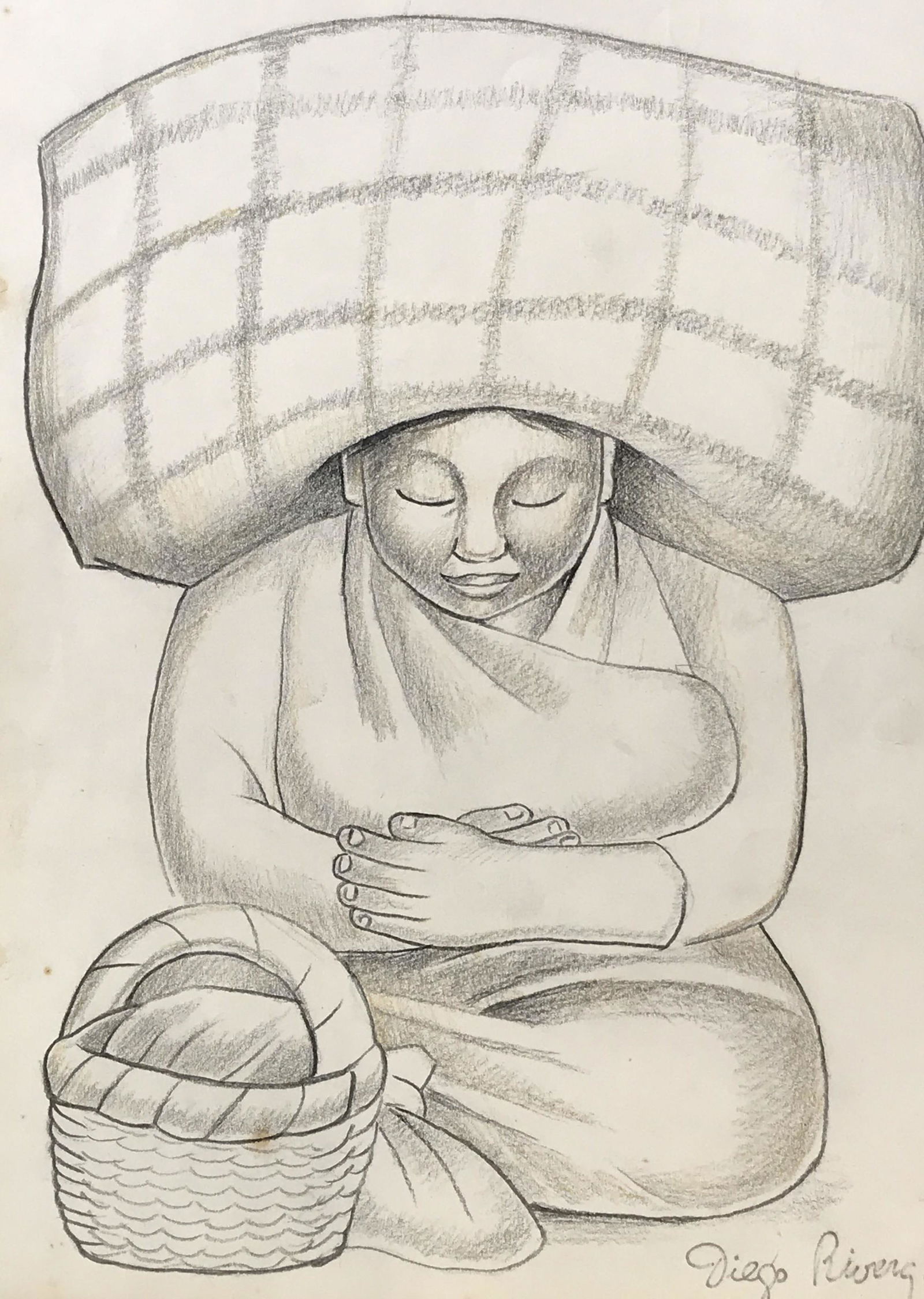 Print of Drawing in the style of Diego Rivera: Print on paper in the style of Diego Rivera, All lots that do not carry established documented provenance nor any past record of auction history record are described in the catalog as attributed to ,