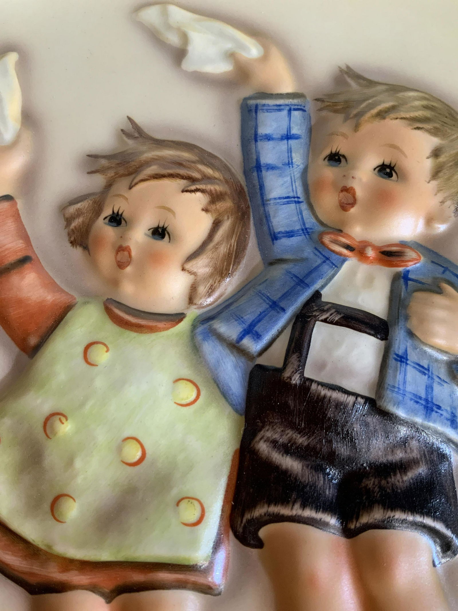 Collectible Hummel Bas Relief Platter: In original box, bas relief ceramic, 1985, Goebels, Hummel, box labeled, measures 12 inches square, collectible ceramic porcelain