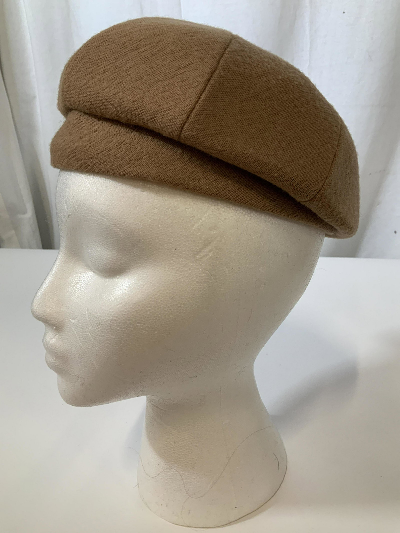 HATTIE CARNEGIE NEW YORK camel wool Hat: Vintage camel toned wool hat, fashion hat, luxury fashion accessory, inside diameter app 7.5 inches, beret style hat, French beret style hat