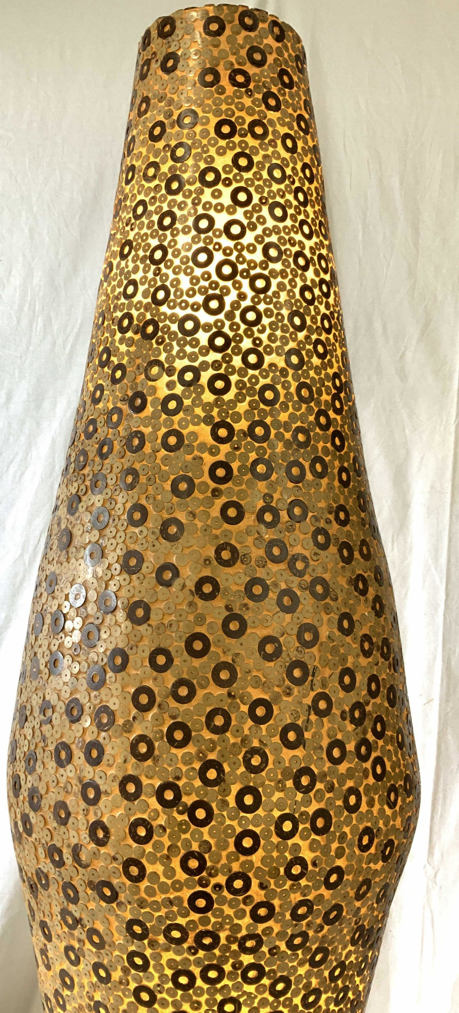 ABC Carpet and Home Art Sculpture Floor Lamp: Retro circa 1970’s ABC Carpet and home light up sculpture Floor lamp, decorative arts, floor size sculpture ht app 50 inches, tapered cylinder form diameter app 18 inches, resin composite form with 