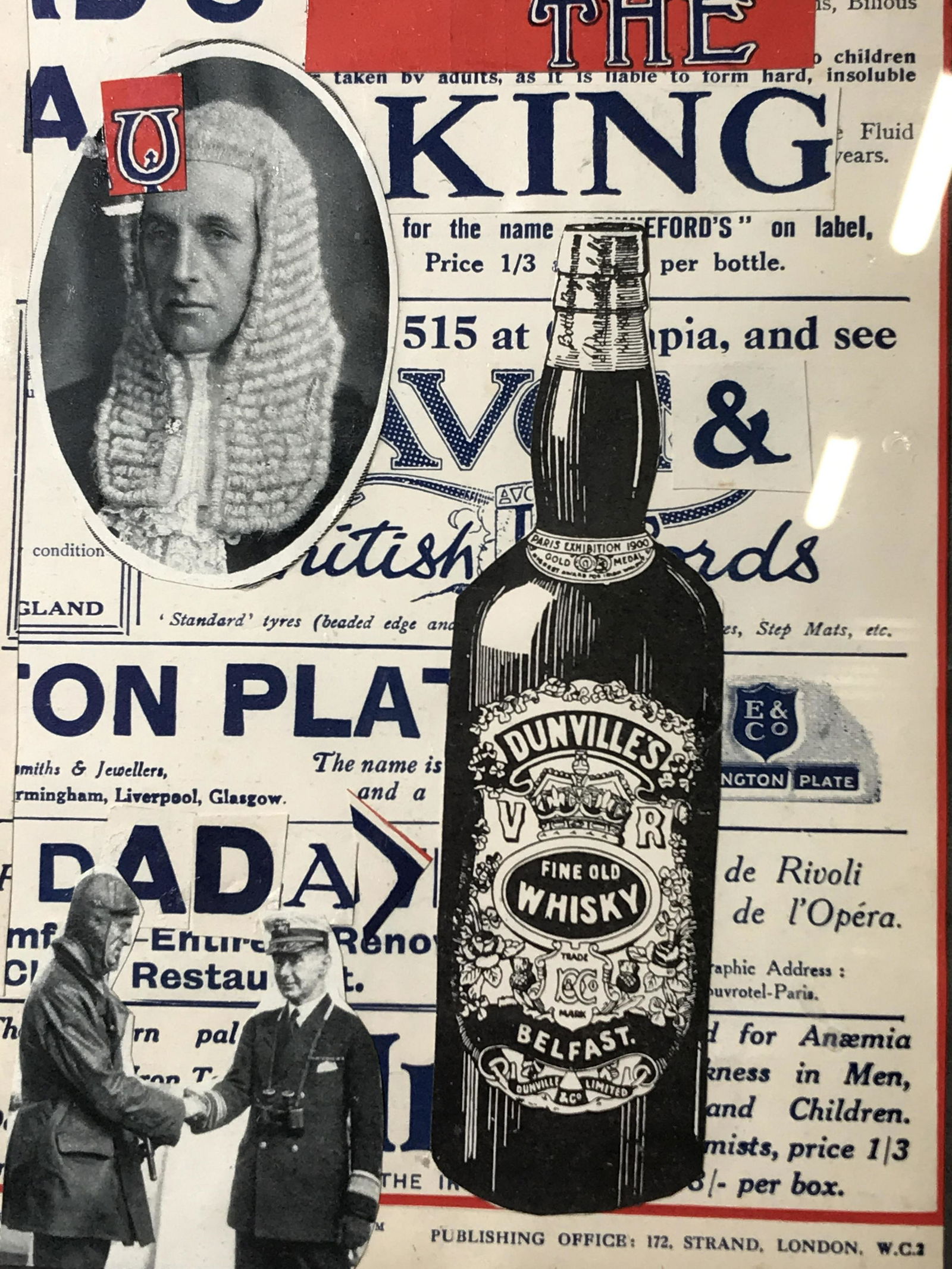 Signed ‘The King’ Attr Kurt Schwitters: Mixed media on paper, signed in lower right corner K.Schwitters, attributed to Kurt Schwitters, All lots that do not carry established documented provenance nor any past record of auction history reco