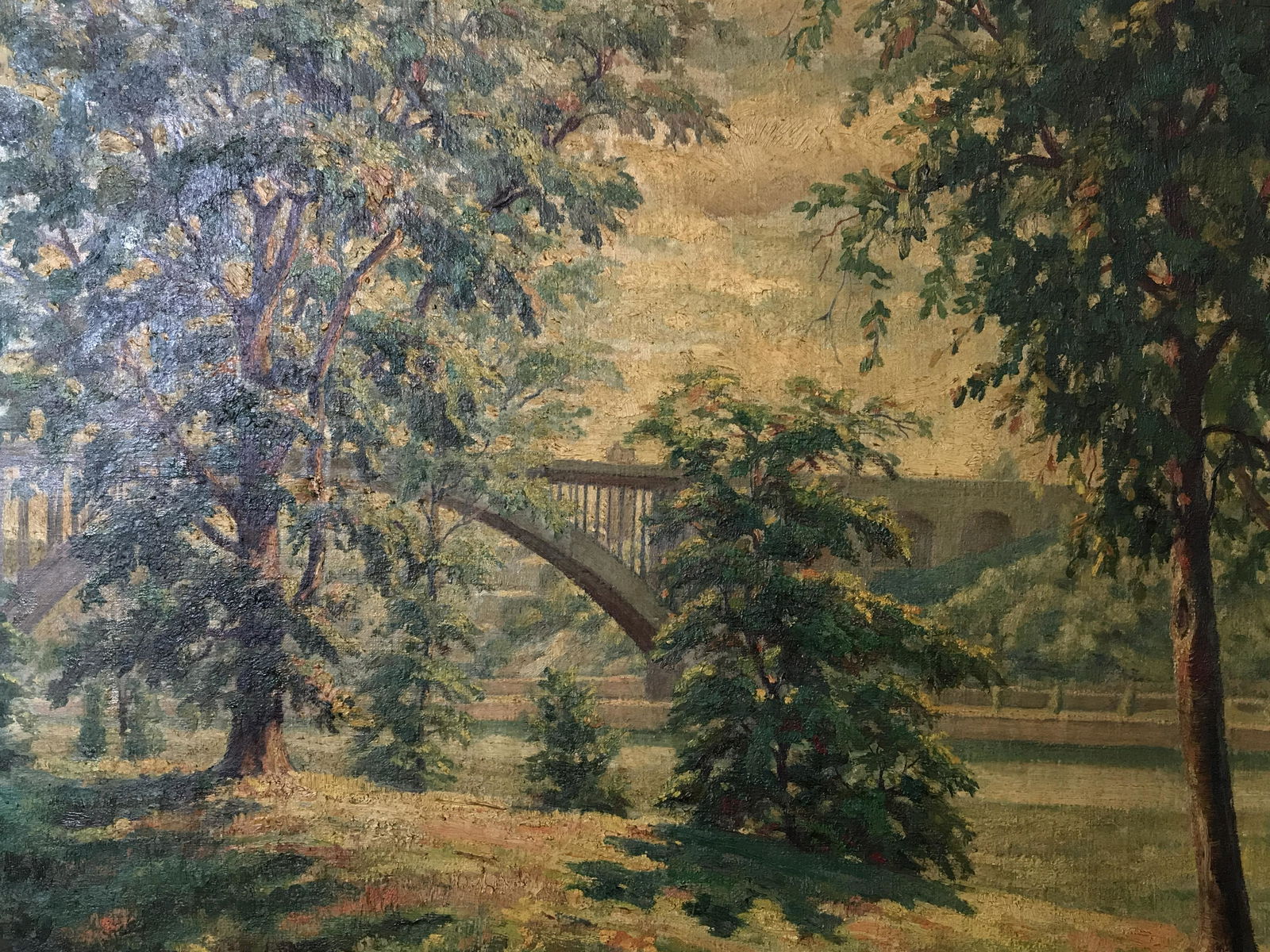 Signed Oil on Canvas John Thomason: Signed oil on canvas landscape, written on verso of canvas signature date and description reads ‘John Thomason, 1938, Schminne Pre-test Color used Titanium Ground, 3W 3Y, Cao. Prim., Y Med., R and D