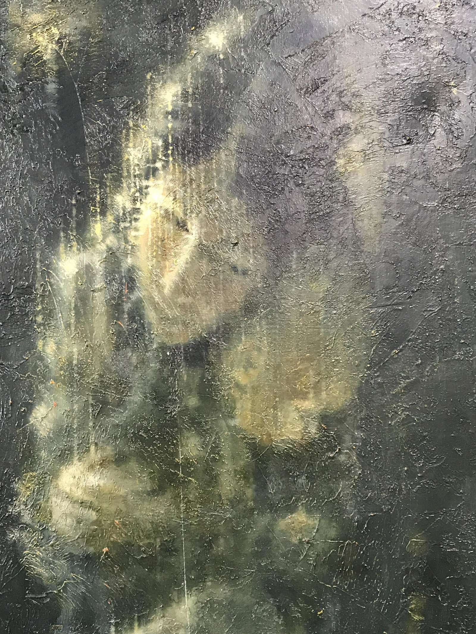 Oversized Oil on Canvas Signed Boobis 1968,: Signed oil on canvas, signed and dated in the lower right corner in yellow Boobis 1968, possibly referring to the artist Barry Boobis though unclear, subject of painting a ghostly looking woman with c