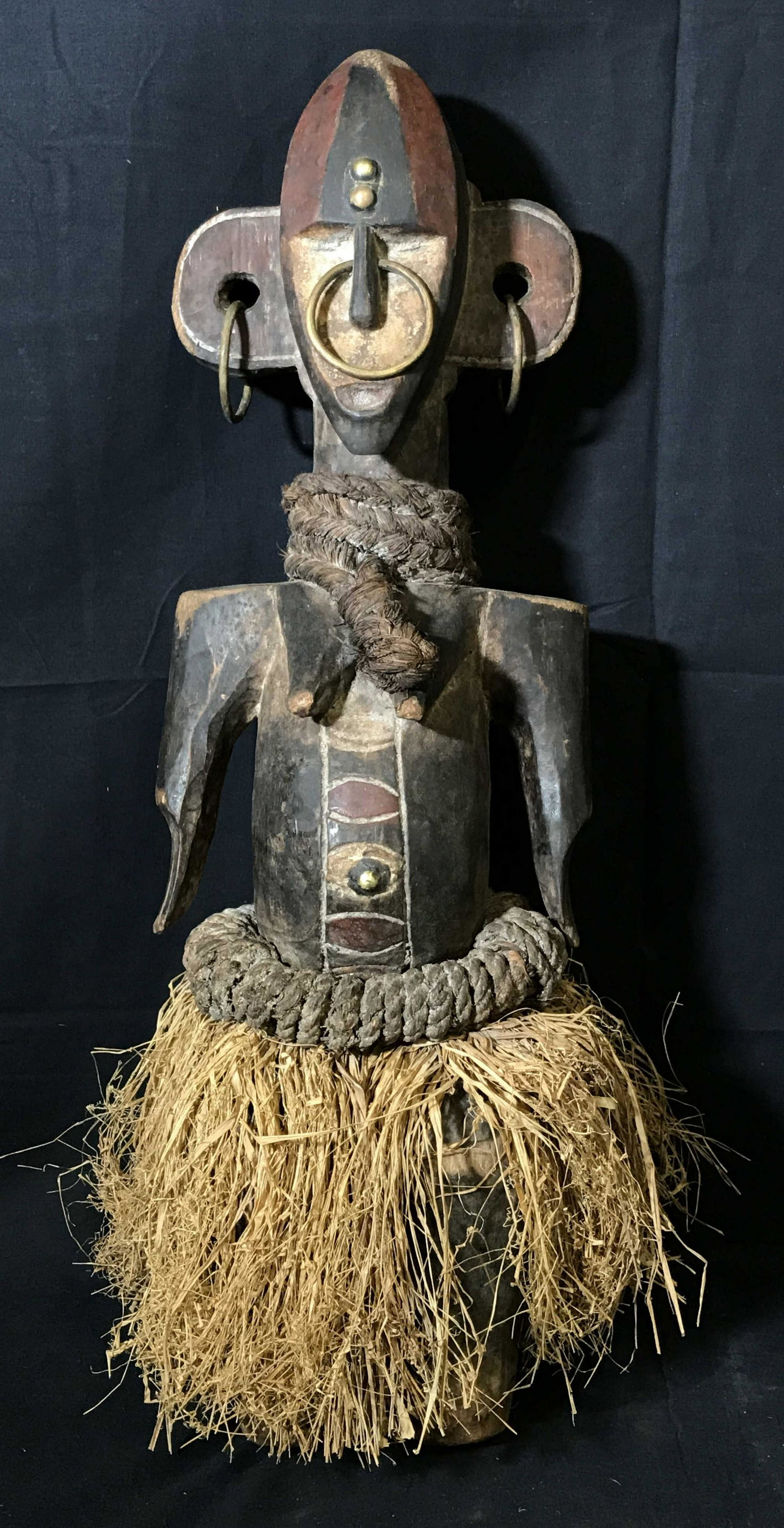 Boa Fetish Figure: Boa fetish figure, origins can be found in what was once called the Republic of Zaire and is now located in The Democratic Republic of the Congo Central Africa, hand carved from one wood block, made o