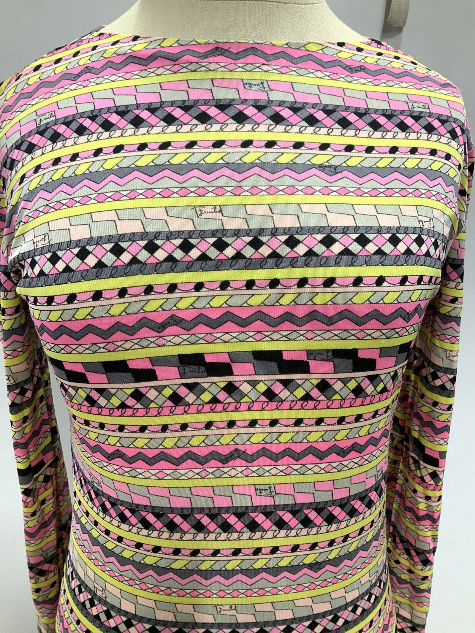 Vintage Emilio Pucci Vibrant Silk Dress: Labeled for Emilio Pucci, made in Italy, size 6, retro luxury fashion, vintage designer fashion, vintage Italian fashion, Emilio Pucci vintage fashion, all silk dress, vibrant colorful fabric, good co