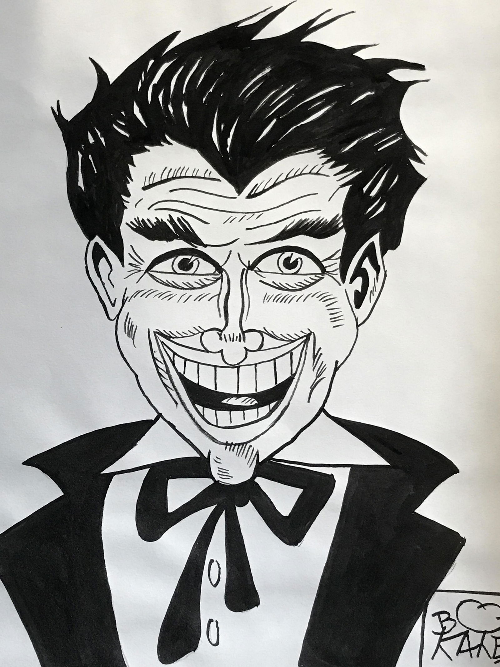 Signed Marker Drawing of The Joker AFTER Bob Kane: Signed marker drawing of The Joker AFTER Bob Kane, Please Note: All lots that do not carry established documented provenance nor any past record of auction history record are described in the catalog