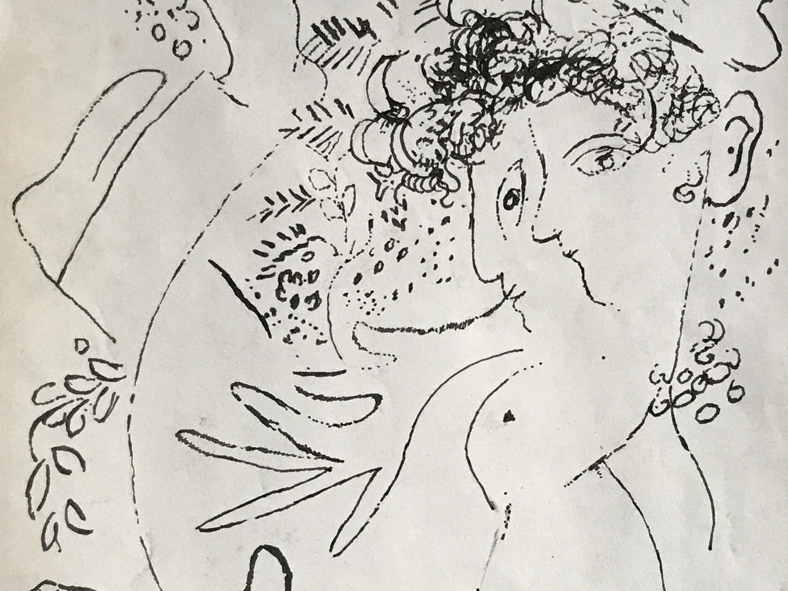 Signed Marker Drawing AFTER Marc Chagall: Signed Marker Drawing on paper AFTER Marc Chagall, Please Note: All lots that do not carry established documented provenance nor any past record of auction history record are described in the catalog 