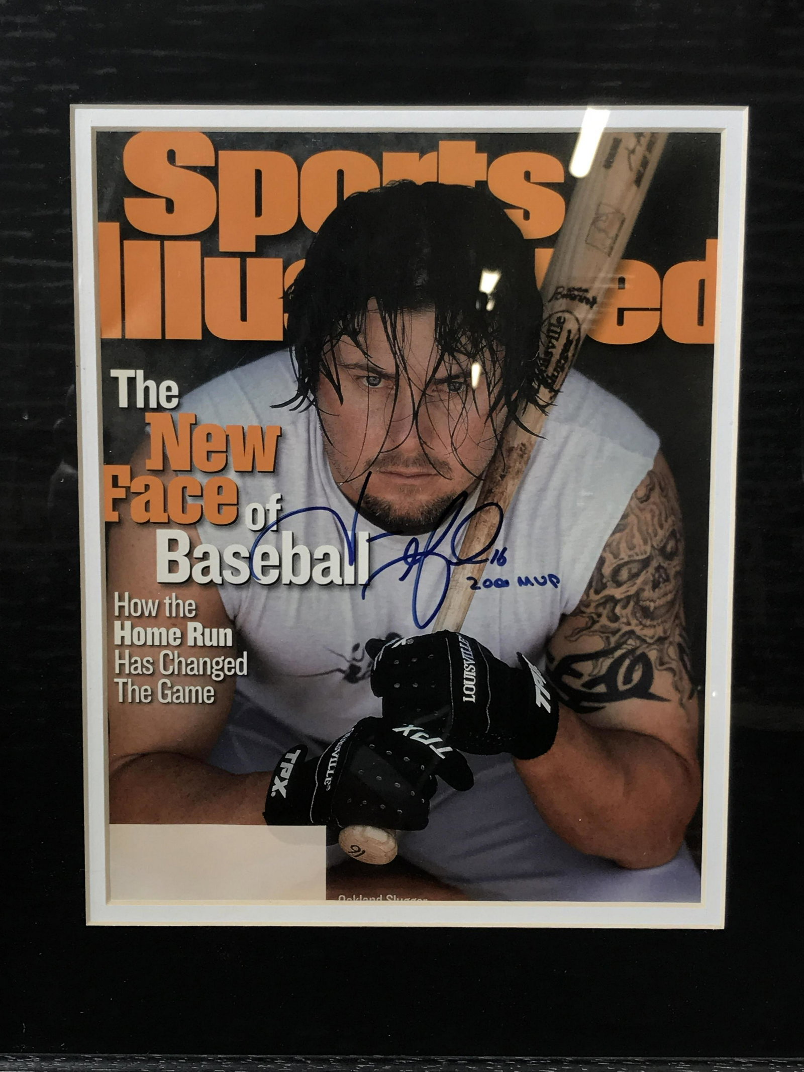 Signed Sports Illustrated Cover Jason Giambi: Signed sports Illustrated Cover, subject of cover Jason Giambi, text on cover reads ‘Sports Illustrated, The New Face of Baseball, How the Home Run Has Changed The Game’, signature in the center i