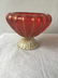 Vintage Red Gold Murano Glass Pedestal Bowl - 2