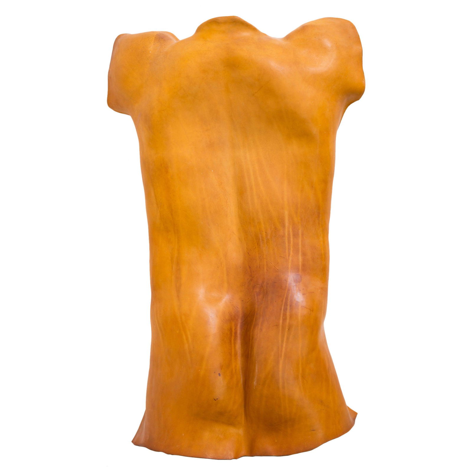 MARCIA LLOYD leather life size Figurative: Comes with original papers, Signed leather figurative sculpture, life size Figural Torso Sculpture, hangs on wall three dimensional stands proud to wall, shaped jpg and crafted leather torso, artwork,