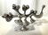 Signed Abstract Sculptural Silver Toned Menorah - 3