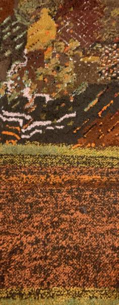 Vintage Wool Yarn Style Thick Wool Carpet: Multi color earth tones, abstract design, mid century modern carpet, MCM Area Rug, measures 33 by 71 inches, Artisan Carpet, hand made wool rug, area rug, arts and Crafts, Home Decor, home furnishings
