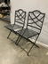 Pair Painted Metal Iron Vintage Garden Chairs - 3
