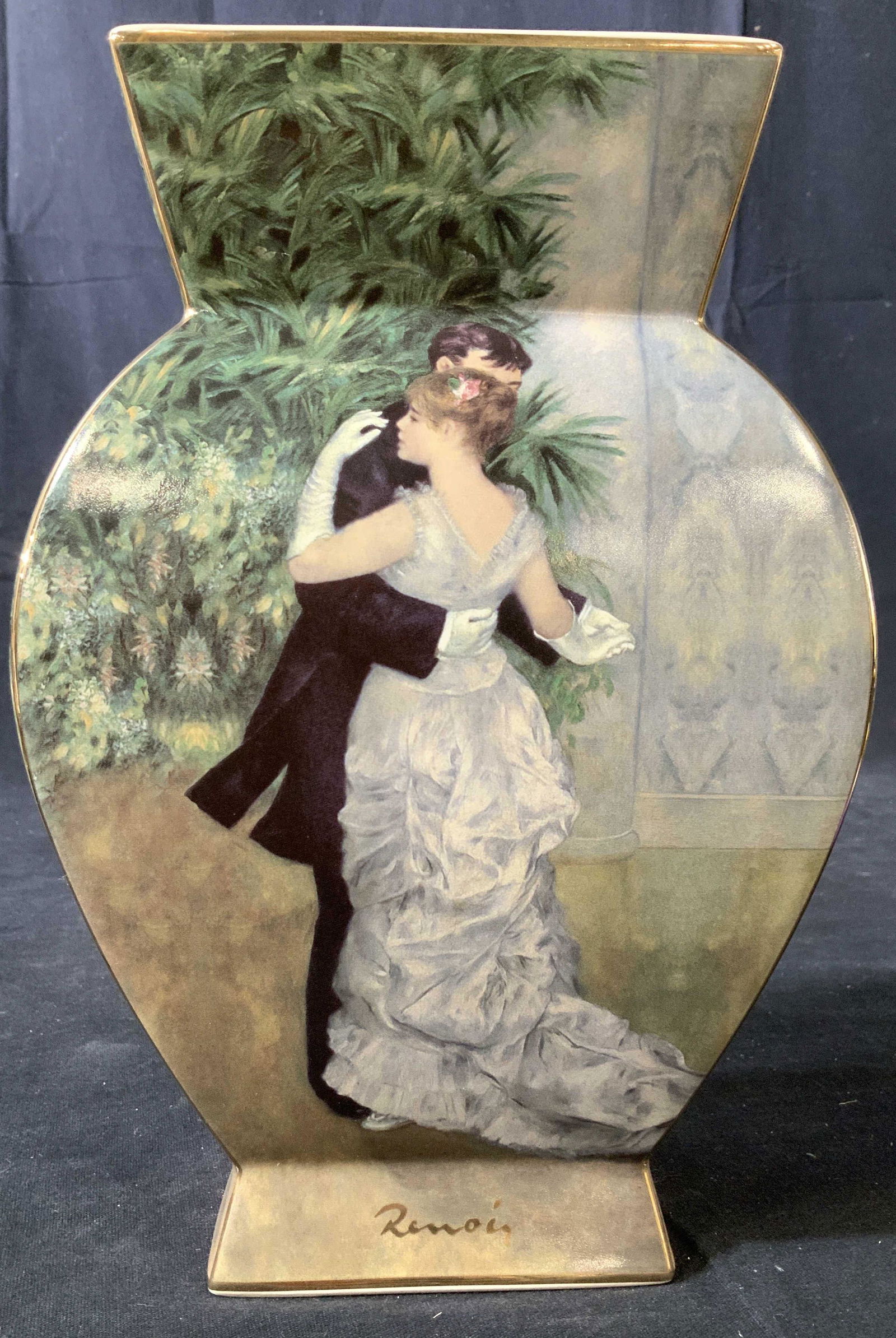Goebels Porcelain Vase Renoir Dance en Ville: Limited edition vase, marked underside for Goebels, for Renoir, for limited edition, collectible porcelain, vase, vessel, table ware, measures ht app 9.5 inches width app 6 inches