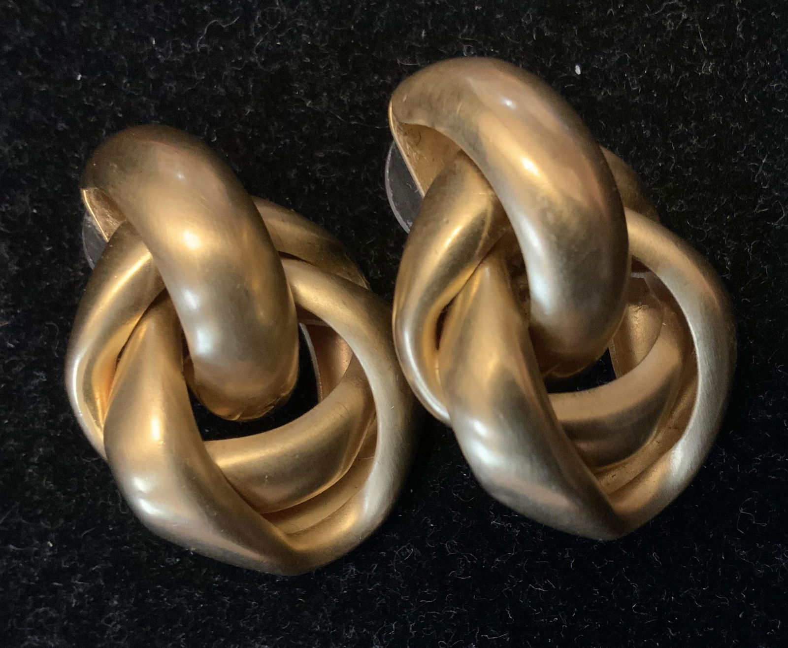 Three pairs Vintage Monet Earrings: Gold toned earrings, two pairs signed for Monet, designer costume jewelry, estate jewelry vintage jewelry, largest pair measures app 1.5 inches