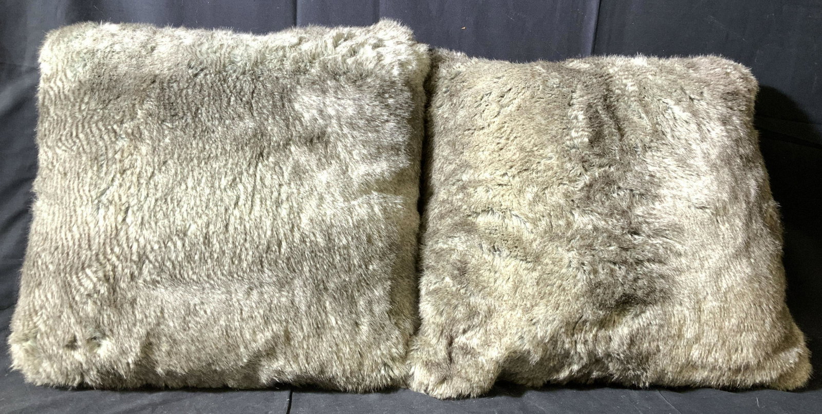 Pair Gray Toned Fur Style Throw pillows: Toss pillows, decorative accessories, home decor, each measures app 18 inches square
