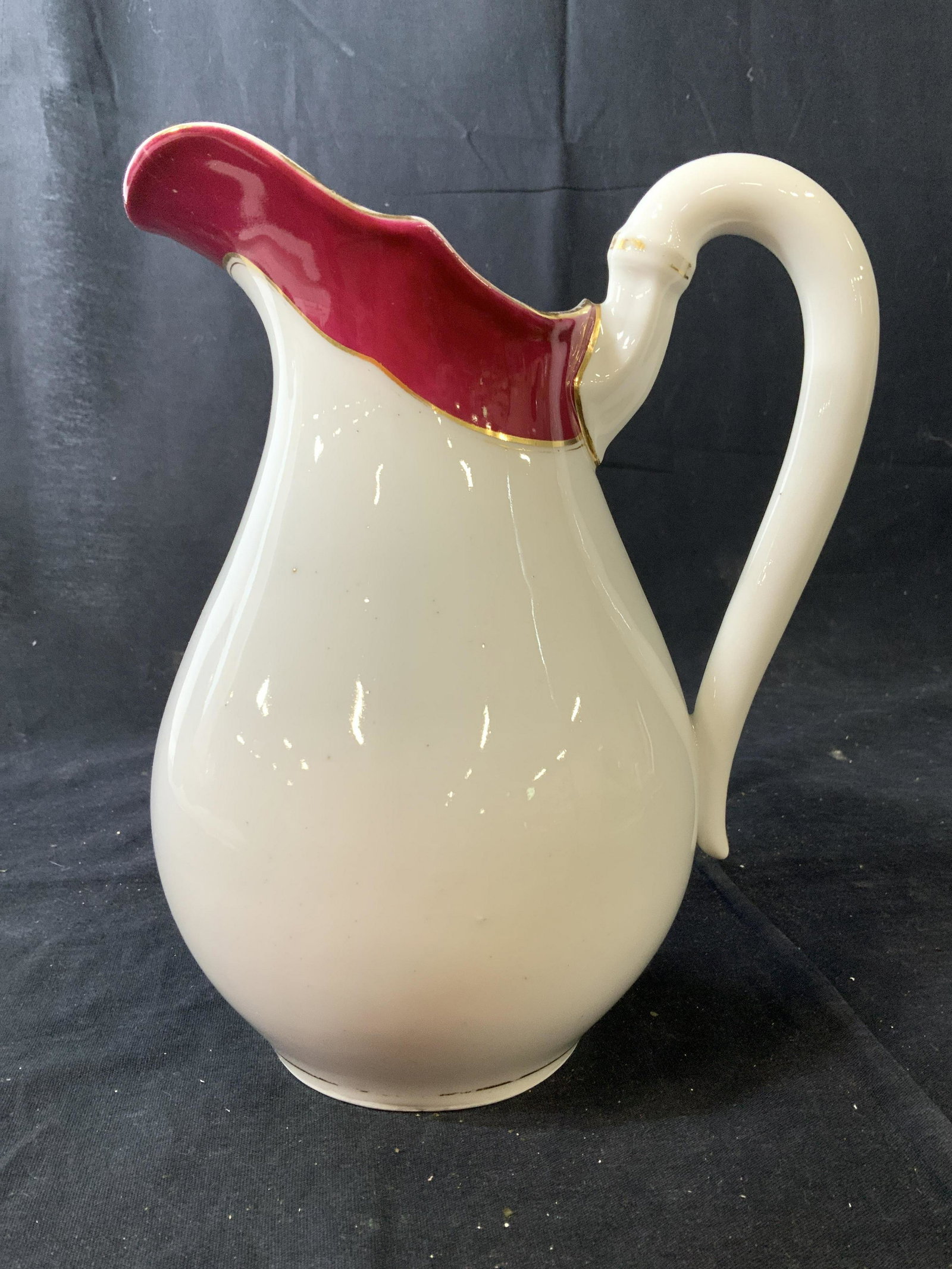 Vintage White Raspberry Porcelain Pitcher, vessel: Vase, table ware, jug , ewer, vintage collectible porcelain, measures ht 8 inches handle to spout app 7.5 inches, signed underside possibly B and D,