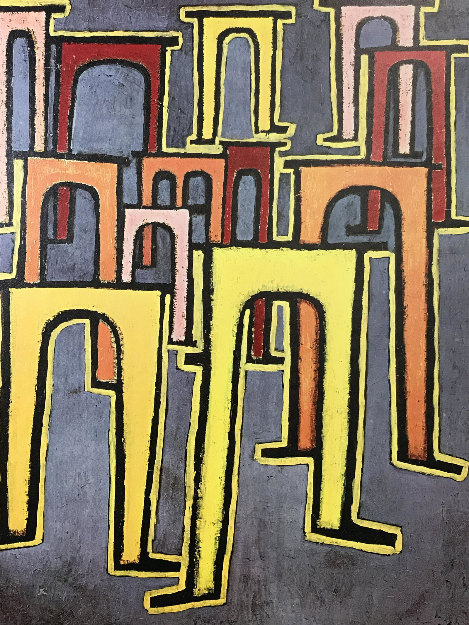 Signed Print Artwork AFTER Paul Klee: Signed print of artwork AFTER Paul Klee, printed signature in the lower right corner reads ‘Klee’, subject various colored rebellious arches escaping from the conformity of a viaduct invokes publi