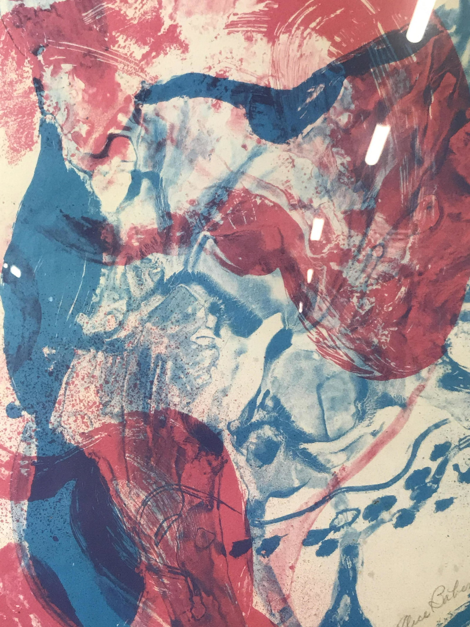 Signed Abstract Lithograph Alice Baber: Signed limited edition abstract Lithograph, signature in pencil in the lower right corner reads ‘Alice Baber’, edition in pencil beneath signature reads ‘89/100’, subject abstract collage of p