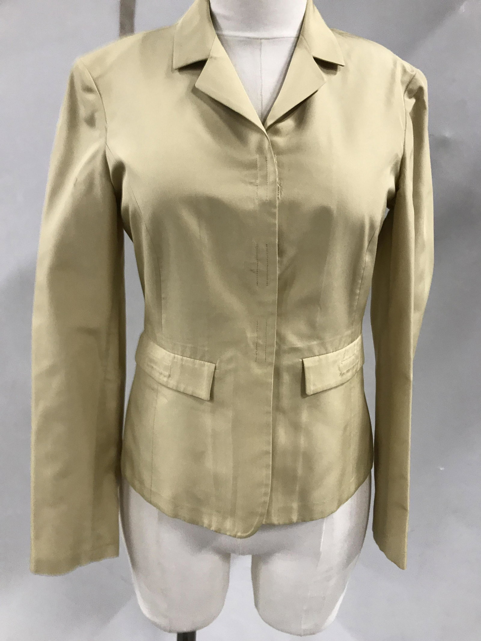 PRADA Wheat Toned Silk Jacket, Italy: Luxury Italian fashion designer PRADA, all silk jacket, wheat toned, made in Italy, luxury designer jacket, Italian luxury fashion, wearable, Prada Jacket, size 40