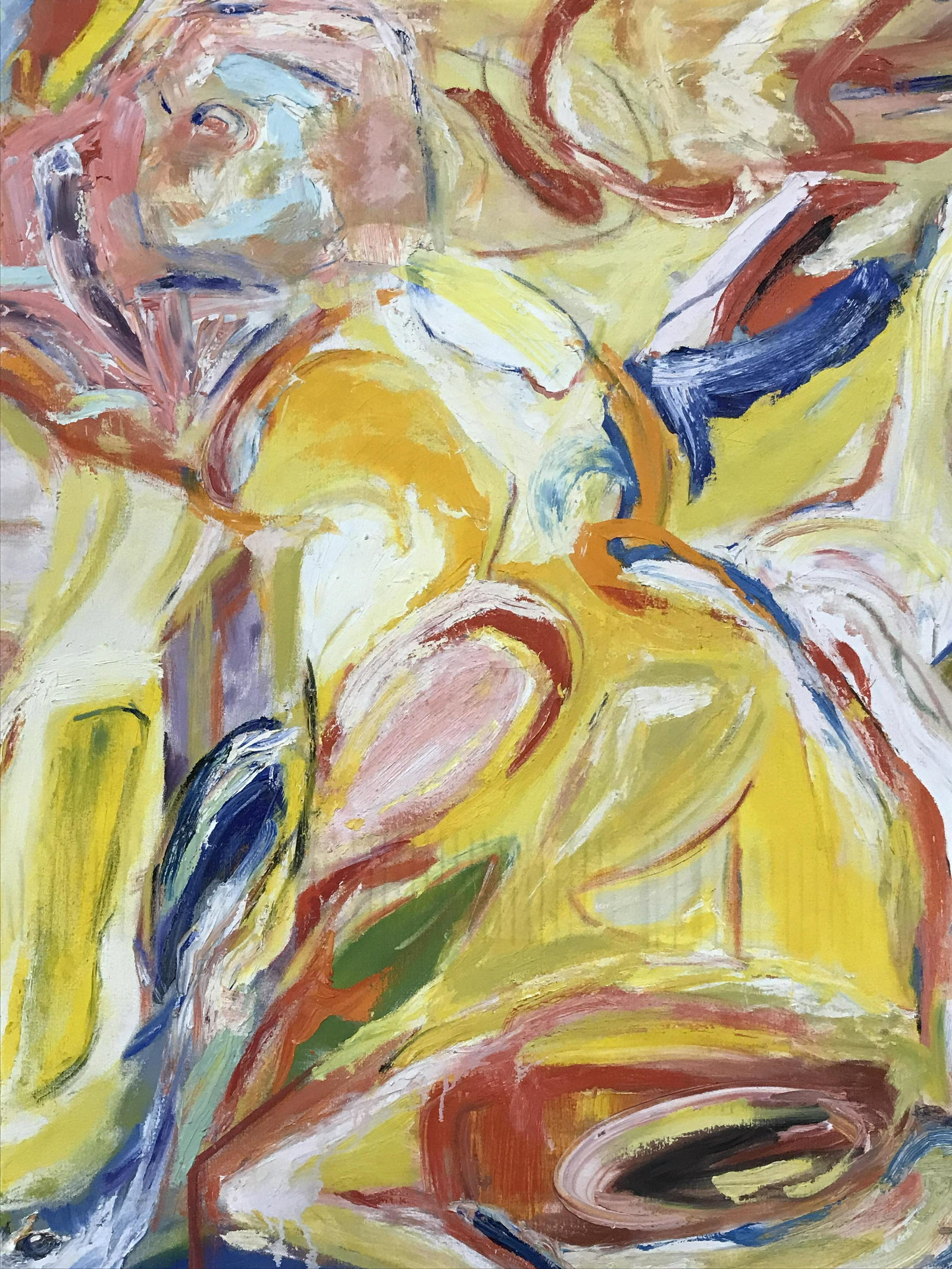 Oversized Abstract Oil on Canvas: Oversized Oil on Canvas, label to reverse ripped what can be seen reads Â‘-eisenberg 2 Reclining Women 675Â’, written in pencil in side of frame as well as canvas reads Â‘R. WeisbergÂ’, su